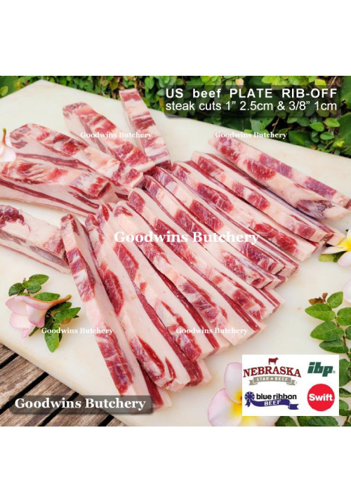 Beef rib PLATE RIB-OFF boneless US USDA NEBRASKA steak cuts 3/8" 1cm (price/kg 11-12pcs)